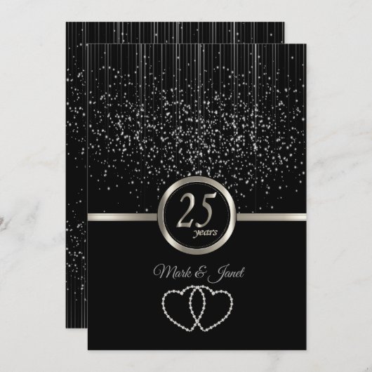 25. Silver Anniversary Starlights Einladung (Vorne/Hinten)