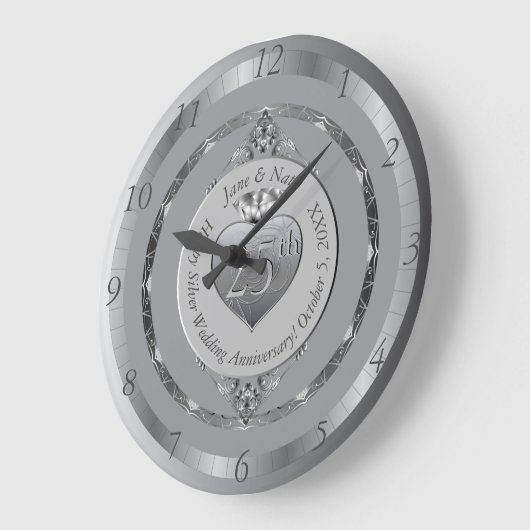25. Silver Anniversary Wall Clock Große Wanduhr (Winkel)