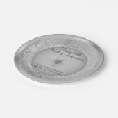 25. Silver Damask Hochzeitstag Pappteller (Schrägansicht)