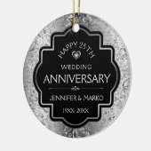 25. Silver Damasks Hochzeitstag Keramik Ornament (Links)