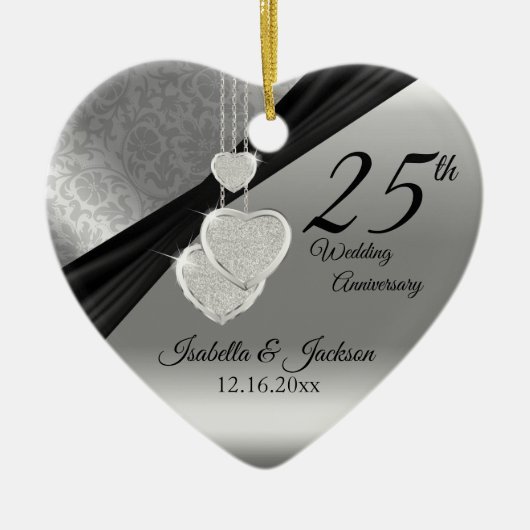 25. Silver Foto Hochzeit Jubiläum mit Foto Keramikornament (Vorne)