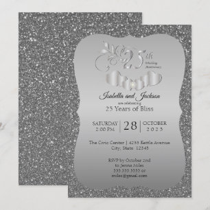 25. Silver Glitter Jubiläum Einladung