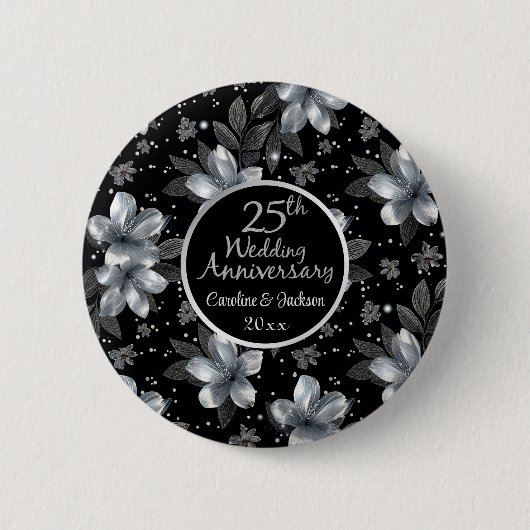 25. Silver Glitzer Blumenzwiebeln Button (Vorderseite)