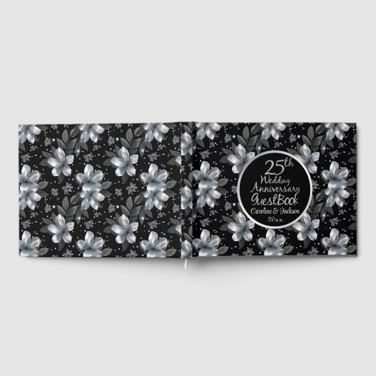 25. Silver Glitzer Blumenzwiebeln Gästebuch (Voll)