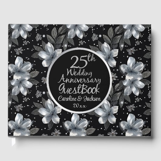 25. Silver Glitzer Blumenzwiebeln Gästebuch (Vorderseite)