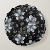 25. Silver Glitzer Blumenzwiebeln Rundes Kissen (Rückseite)