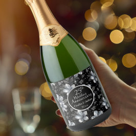 25. Silver Glitzer Blumenzwiebeln Schaumweinetikett