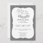 25. Silver Glitzer Jubiläum Einladung (Vorderseite)