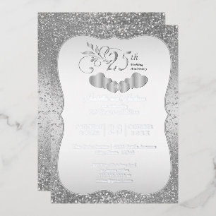 25. Silver Glitzer Jubiläum Folieneinladung