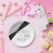 25. Silver Glitzer Jubiläum Pappteller (Party)