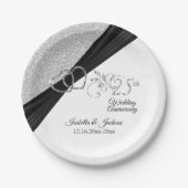 25. Silver Glitzer Jubiläum Pappteller (Vorderseite)
