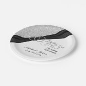 25. Silver Glitzer Jubiläum Pappteller (Schrägansicht)