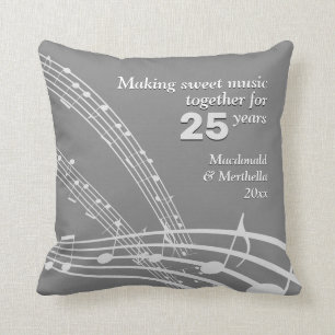 25. SILVER Hochzeit   Modern   MUSIKNOTEN Kissen