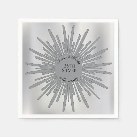 25. SILVER Hochzeitstag Serviette (Vorderseite)