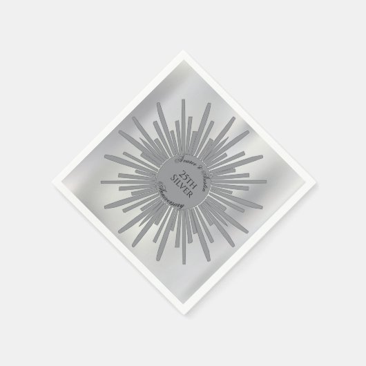 25. SILVER Hochzeitstag Serviette (Ecke)