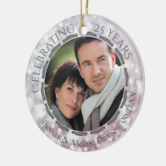 25. Silver Jubiläum, 2-seitig, 2-Foto Keramik Ornament (Links)