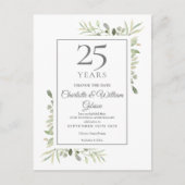25. Silver Jubiläum Ändern Sie das Datum Grün Ankündigungspostkarte (Vorderseite)