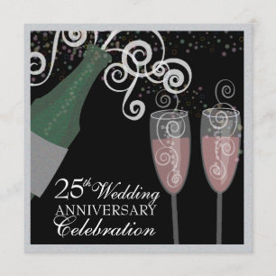 25. Silver Jubiläum Bubbly Champagne Party Einladung