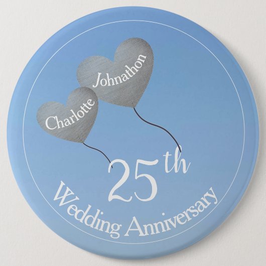 25. Silver Jubiläum Herzblasen im Himmel Button (Vorderseite)