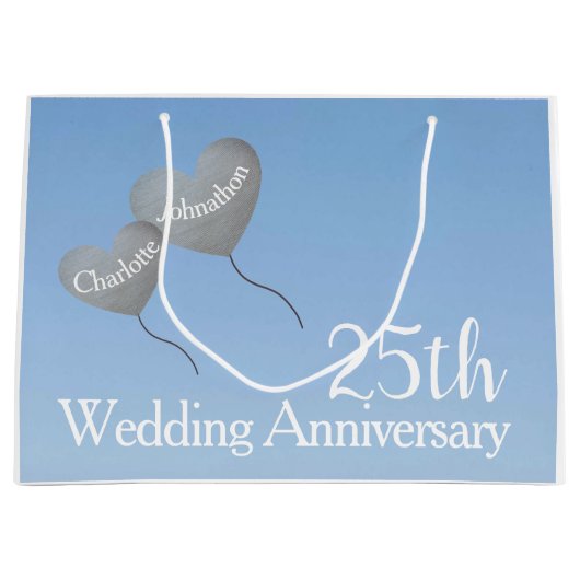 25. Silver Jubiläum Herzblasen im Himmel Große Geschenktüte (Vorderseite)