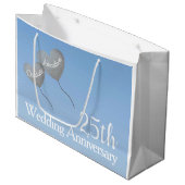 25. Silver Jubiläum Herzblasen im Himmel Große Geschenktüte (Vorderseite Schrägansicht)