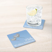 25. Silver Jubiläum Herzblasen im Himmel Rechteckiger Pappuntersetzer (Vor Ort)