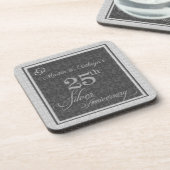 25. Silver Jubiläum mit Name Damask Untersetzer (Linke Seite)