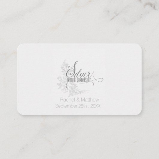 25. Silver Jubiläum mit White Roses Platzkarte (Rückseite)