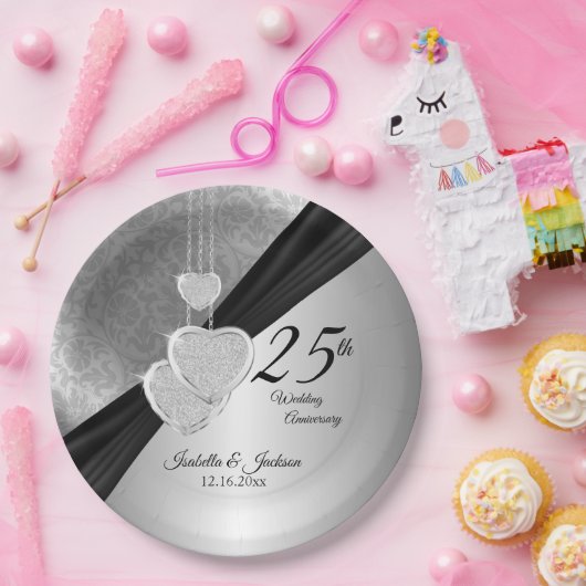 25. Silver-Jubiläum Pappteller (Party)