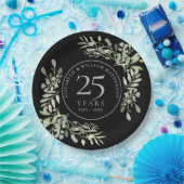 25. Silver Jubiläum Wasserfarbengrün Blumen Pappteller (Party)