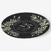 25. Silver Jubiläum Wasserfarbengrün Blumen Pappteller (Schrägansicht)
