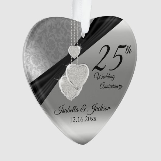 25. Silver Metallic Wedding Anniversary Keepake Ornament (Vorderseite)