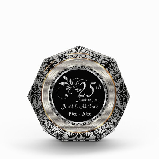 25. Silver Paisley Hochzeitstag Fotoblock (Vorderseite)