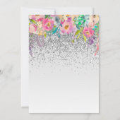 25. Silver Pink Floral Wedding Jubiläum Einladung (Rückseite)