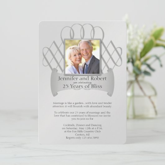 25. Silver Scroll - Einladung zum Hochzeitstag (Stehend Vorderseite)