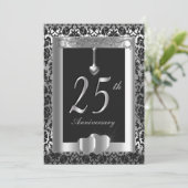 25. Silver und Black Wedding Jubiläum| DIG Einladung (Stehend Vorderseite)