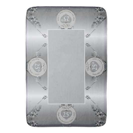 25. Silver Wedding Anniversary Bath Mat Badematte (Vorderseite Vertikal)