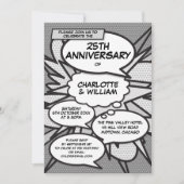 25. Silver Wedding Anniversary Comic Pop Kunst Einladung (Vorderseite)