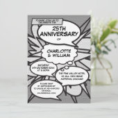 25. Silver Wedding Anniversary Comic Pop Kunst Einladung (Stehend Vorderseite)