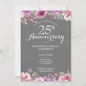 25. Silver Wedding Anniversary Country Floral Einladung (Vorderseite)