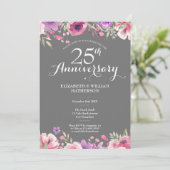 25. Silver Wedding Anniversary Country Floral Einladung (Stehend Vorderseite)