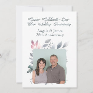 25. Silver Wedding Anniversary Custom Foto Einladung