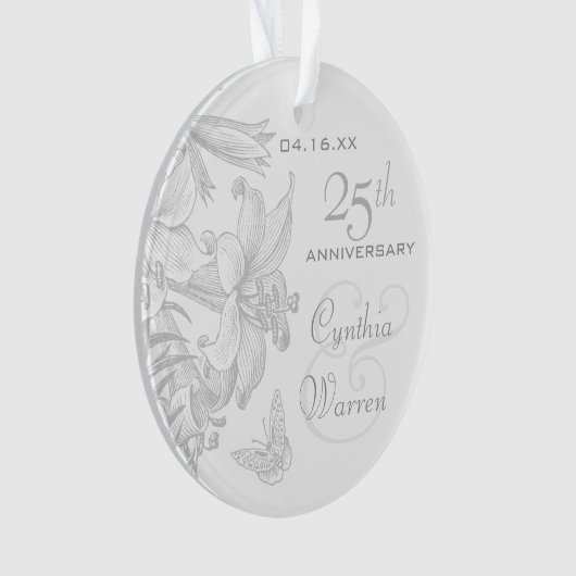 25. Silver Wedding Anniversary Custom Keepake Ornament (Vorderseite)