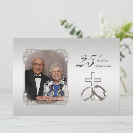 25. Silver Wedding Anniversary Einladung 5.12x18.5 (Stehend Vorderseite)