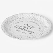 25. Silver Wedding Anniversary Elegantes Skript Pappteller (Schrägansicht)