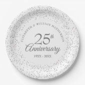 25. Silver Wedding Anniversary Elegantes Skript Pappteller (Vorderseite)