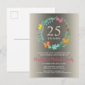 25. Silver Wedding Anniversary Floral Einladung (Vorne/Hinten)