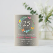 25. Silver Wedding Anniversary Floral Einladung (Stehend Vorderseite)