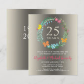 25. Silver Wedding Anniversary Floral Einladung (Vorne/Hinten)