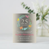 25. Silver Wedding Anniversary Floral Einladung (Stehend Vorderseite)